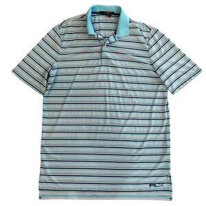 RLX Ralph Lauren Men's‎ Blue Striped Stretch Polo Shirt Short Sleeve L